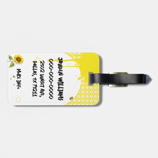 Waterverf Zonnebloem met Vlinders Bagagelabel (Achterkant horizontaal)