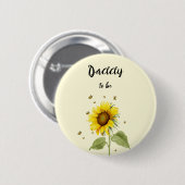 Waterverf Zonnebloem met Vlinders Daddy-to-be Ronde Button 5,7 Cm (Voorkant /achterkant)