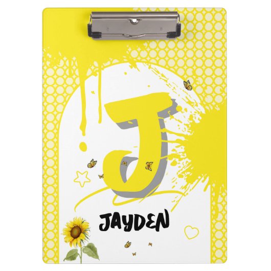 Waterverf Zonnebloem met Vlinders Klembord (Voorkant)