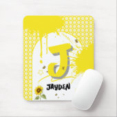 Waterverf Zonnebloem met Vlinders Mousepad Muismat (Met muis)