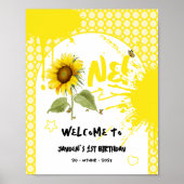 Waterverf Zonnebloem met Vlinders Welkomstbord Poster (Voorkant)