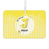 Waterverf zonnebloem met vlinders zoals geel luchtverfrisser (Achterkant)