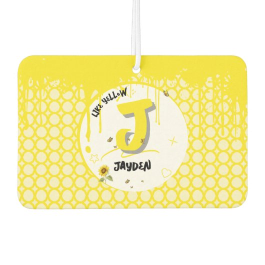 Waterverf zonnebloem met vlinders zoals geel luchtverfrisser (Voorkant)