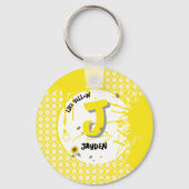 Waterverf zonnebloem met vlinders zoals geel sleutelhanger (Achterkant)