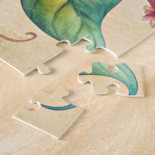 Waterverf Zonnebloem met wijnstokken Puzzel #1 Legpuzzel (Zijkant)