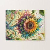 Waterverf Zonnebloem met wijnstokken Puzzel #2 Legpuzzel (Horizontaal)