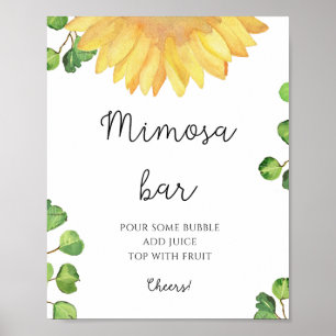 Waterverf zonnebloem mimosa bar poster