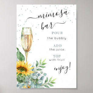 Waterverf zonnebloem Mimosa Bar Uithangbord Poster