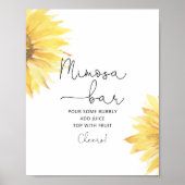 Waterverf zonnebloem mimosa staafteken poster (Voorkant)