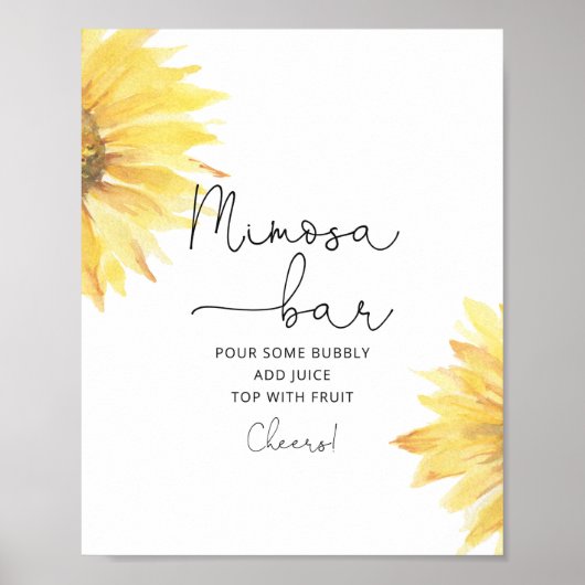 Waterverf zonnebloem mimosa staafteken poster (Voorkant)