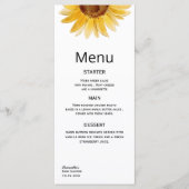 Waterverf zonnebloem minimalist menu (Voorkant)