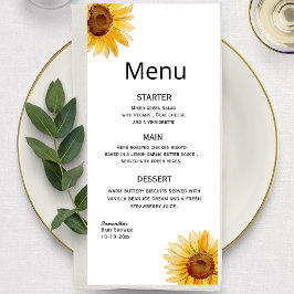 Waterverf zonnebloem minimalist menu
