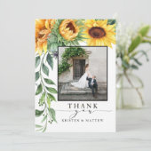 Waterverf Zonnebloem Modern Foto Bedankkaart (Staand voorkant)