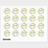 Waterverf Zonnebloem Monogram Envelop Afdichting Ronde Sticker (Vel)