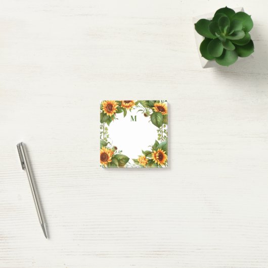 Waterverf Zonnebloem Monogram Post-it® Notes (Kantoor)