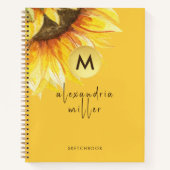 Waterverf Zonnebloem Monogram Sketchbook Sinaasapp Notitieboek (Voorkant)