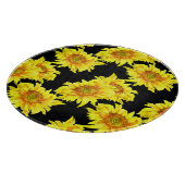 Waterverf Zonnebloem Naadloos Zwart Patroon Snijplank (Hoek)