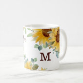 Waterverf Zonnebloem Naam monogram Koffiemok (Voorkant rechts)