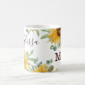 Waterverf Zonnebloem Naam monogram Koffiemok (Center)