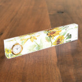 Waterverf Zonnebloem Naambordje (Zijkant)