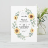 Waterverf Zonnebloem Note Papier Achtergrond Kaart (Staand voorkant)