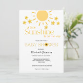 Waterverf zonnebloem ons kleine baby shower aankondiging (Staand voorkant)