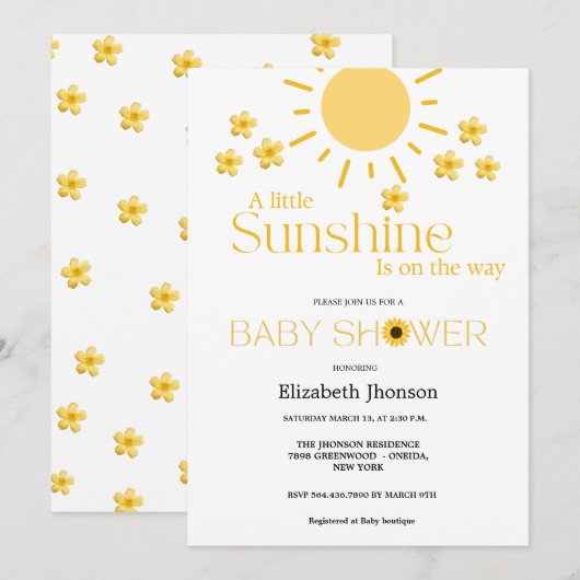 Waterverf zonnebloem ons kleine baby shower aankondiging (Voorkant / Achterkant)