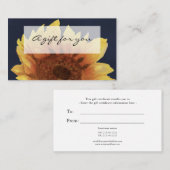 waterverf zonnebloem op marine cadeaubon visitekaartje (Voorkant / Achterkant)