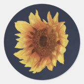 Waterverf zonnebloem op marine ronde sticker (Voorkant)