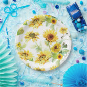 Waterverf Zonnebloem Papieren Bordje (Feest)