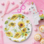 Waterverf Zonnebloem Papieren Bordje (Feest)