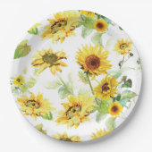 Waterverf Zonnebloem Papieren Bordje (Voorkant)