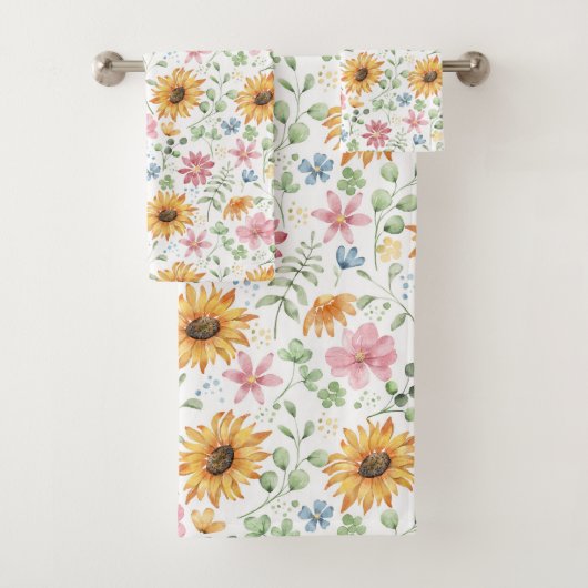 Waterverf Zonnebloem Patroon Bad Handdoek (Insitu)