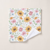 Waterverf Zonnebloem Patroon Bad Handdoek (Wasdoekje)