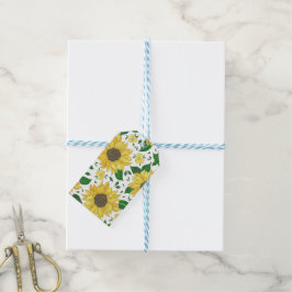 Waterverf Zonnebloem Patroon Cadeaulabel