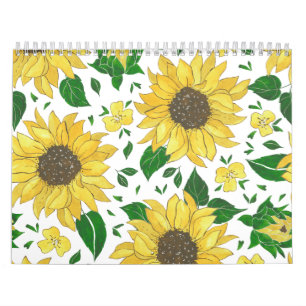 Waterverf Zonnebloem Patroon Kalender
