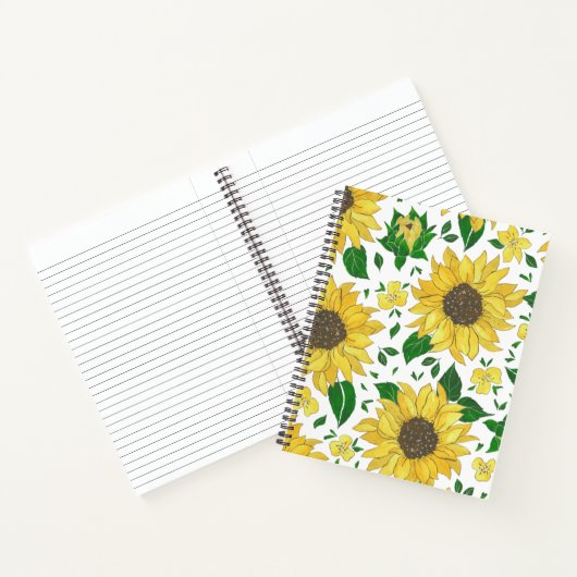 Waterverf Zonnebloem Patroon Notitieboek (Binnen)