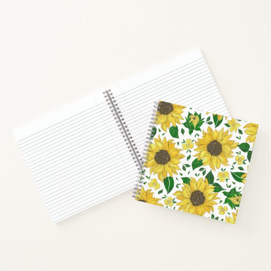 Waterverf Zonnebloem Patroon Notitieboek (Binnen)