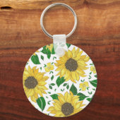 Waterverf Zonnebloem Patroon  Sleutelhanger (Voorkant)