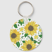 Waterverf Zonnebloem Patroon  Sleutelhanger (Achterkant)