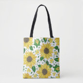 Waterverf Zonnebloem Patroon  Tote Bag (Voorkant)