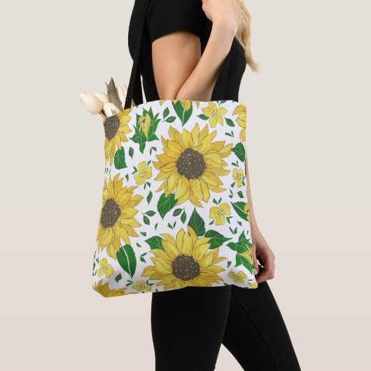 Waterverf Zonnebloem Patroon  Tote Bag (Dichtbij)