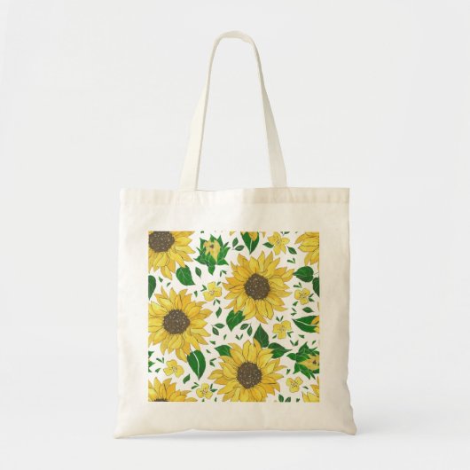 Waterverf Zonnebloem Patroon Tote Bag (Voorkant)