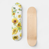 Waterverf Zonnebloem Persoonlijk Skateboard (Voorkant)