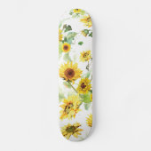 Waterverf Zonnebloem Persoonlijk Skateboard (Voorkant)