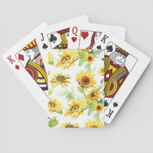 Waterverf Zonnebloem Pokerkaarten