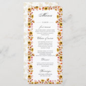 Waterverf zonnebloem pompoenen herfst menu kaart (Voorkant / Achterkant)