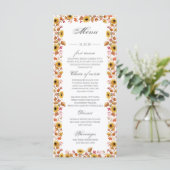 Waterverf zonnebloem pompoenen herfst menu kaart (Staand voorkant)