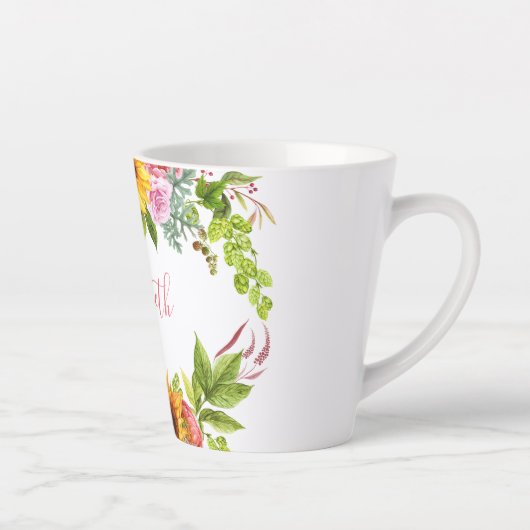 Waterverf Zonnebloem Roze naam Latte Mok (Rechts)