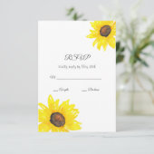 Waterverf Zonnebloem RSVP Kaartje (Staand voorkant)